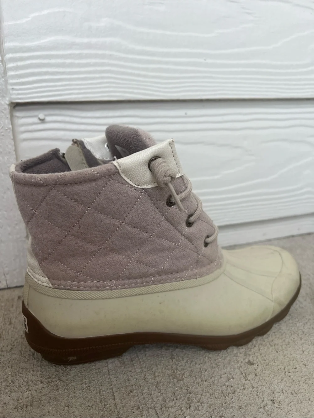 Sperry Women's Two-Texture Duck Boots in Purple and Cream - Size 7.5